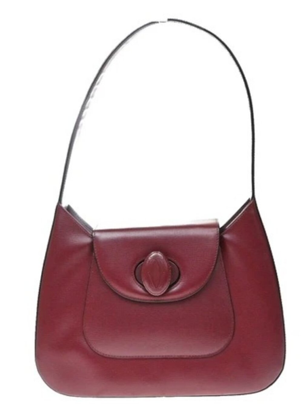 MUST DE CARTIER Logo Turn Lock Shoulder Bag Leather Red GHW 77RQ134